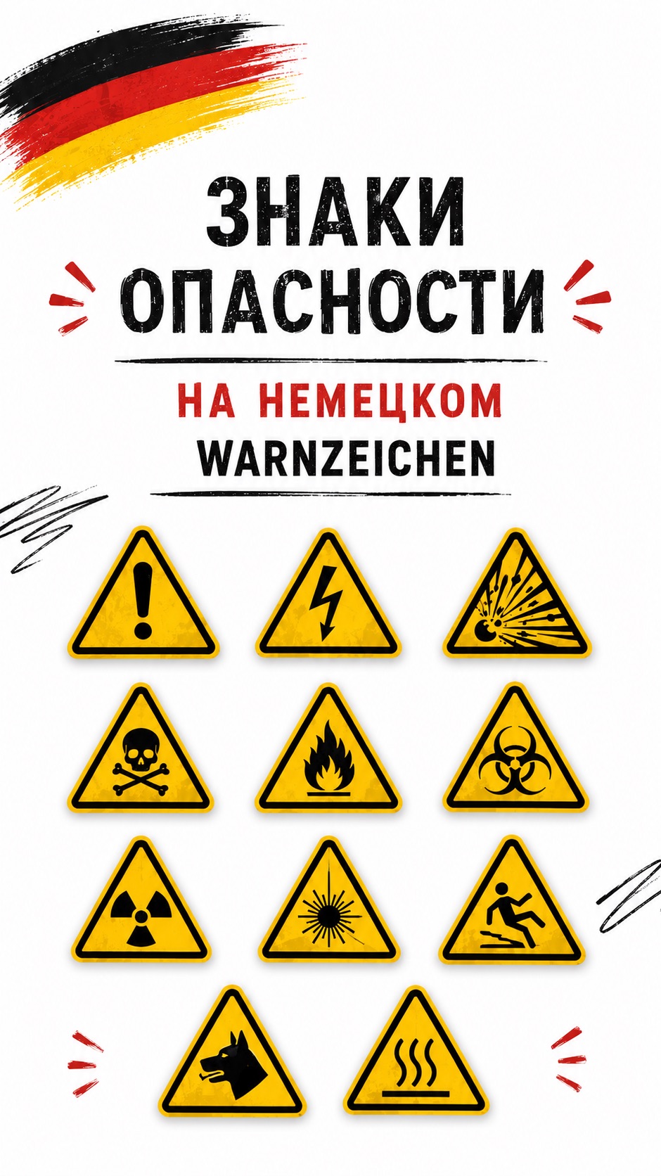 Предупреждающие знаки на немецком | Warnschilder Auf Deutsch
