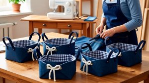 Мастер-класс по шитью из старых джинсов 🧵Как сшить текстильный бокс для хранения вещей