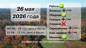 Гороскоп 26 мая 2026 года, лунный день