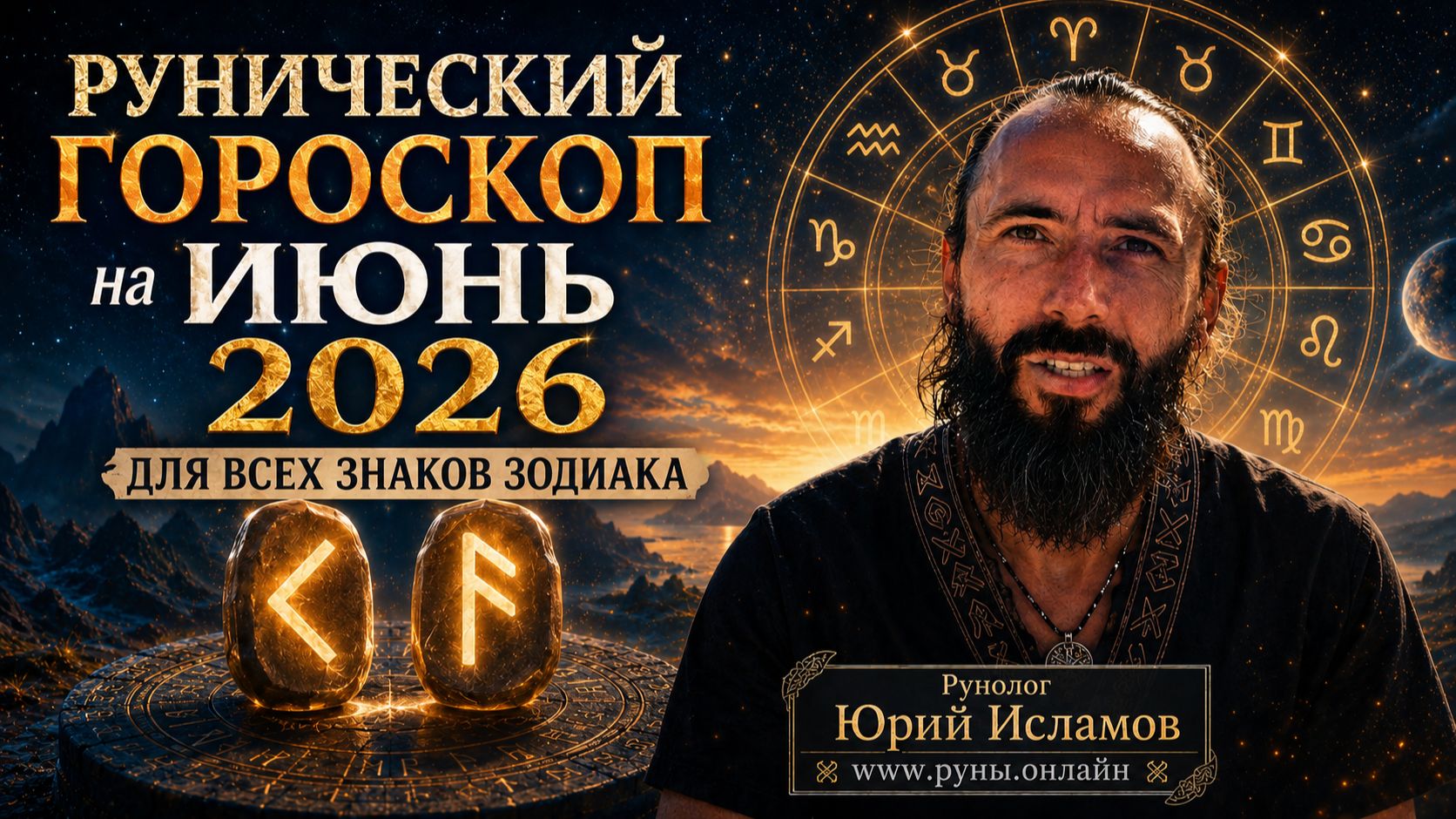 Рунический гороскоп на июнь 2026 года для всех знаков зодиака. Рунолог Юрий Исламов