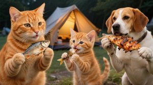 Мама-кошка с имбирем Помогите одинокой брошенной собаке в лесу 🐱🌲🐶
