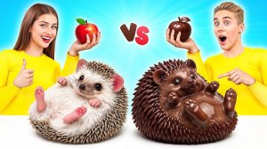 Челлендж. Шоколадная Еда vs Настоящая еда  Простые Кулинарные Рецепты