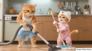 Рыжий котенок скучает по бабушке-кошке, мама-кошка воплощает это желание в реальность 💖