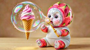 Живые фрукты надувают мыльные пузыри ❤️😊 Невероятно приятная ИИ-анимация как Мультики!
