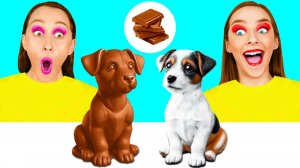 Челлендж. Шоколадная Еда vs Настоящая еда # Потрясающие Кухонные Хитрости от 4Teen Challenge