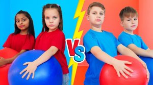 Девочки vs Мальчики Челлендж - Красные против Синих