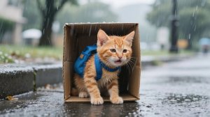 😿 Мама-кошка ищет котенка Джинджер, который сбежал из дома под дождем 🐾🌧️