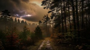 🌲⛈️Лес перед грозой – успокаивающая атмосфера дождя и далекого грома.