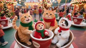 ✨Идеальное Рождество кошачьей семьи 🎄 # Котята впервые в рождественском парке развлечений! 🎢