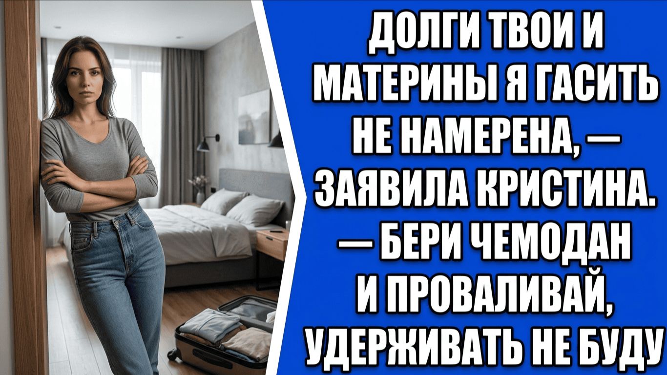 Долги твои и материны я гасить не намерена, — заявила Кристина. — Бери чемодан и проваливай..