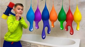 Пятеро детей изучают цвета с помощью воздушных шаров + другие детские песни и видео