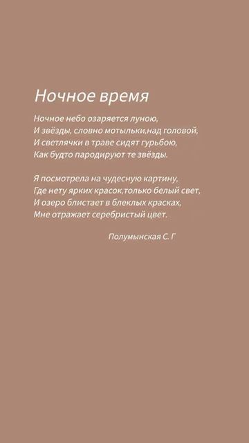 Стихотворение"Ночное время"