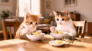 💕Котята заботятся о Птичке как о родителе. Концовка душевная!#cat #ai #story#kitten