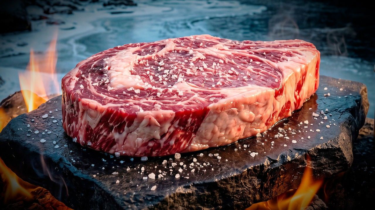 Стейк с чесночным маслом и картошкой для костра на открытом воздухе