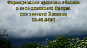 Формирование грозовых облаков в зоне холодного фронта над городом Вязники 25.05.2026