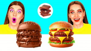 Челлендж. Шоколадная Еда vs Настоящая еда # Смешные Ситуации на Кухне от 4Teen Challenge