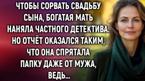 Чтобы сорвать свадьбу сына, богатая мать наняла частного детектива. Но отчёт оказался…