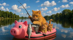Веселый день рыбалки с кошками - расслабляющий 3D-фильм о животных