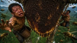 Неудачный сбор дикого меда: гигантские пчелы напали высоко над джунглями