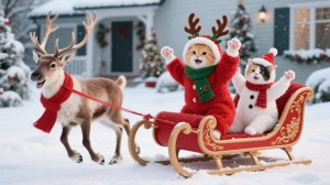 Потерявшегося олененка нашли кошки! 🦌🐱 Трогательное рождественское чудо 🎄 # Оригинальная анимация