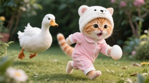 Рыжий котенок берет утиные яйца, мама-кошка нежно и с любовью учит 🐱✨ # Смешные видео о кошках