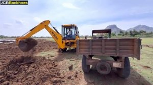 Bull SD76 and Jcb 3dx Backhoe Loader Loading Mud in Many Tractor in village pond [get.gt]
