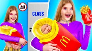15 Способов ПРОНЕСТИ ЕДУ в школу! Как обмануть строгую училку? 🤫🍔