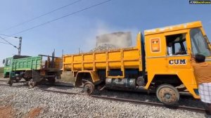 JCB 3DX Loading Small Stone in Rail Truck and Spreading in Railway Track jcb and Truck [get.gt]