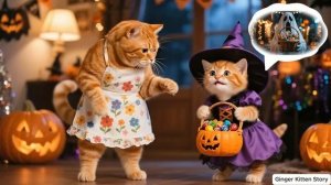 Рыжий котёнок выигрывает приз в виде самолёта Lego, мама-кошка горда и счастлива 🧩🐱✈️