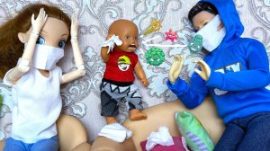 АПЧХИ! И ВСЁ!😱 Веселая семейка заболела. Катя и Макс куклы Барби и ЛОЛ мультики ДаринелкаТВ