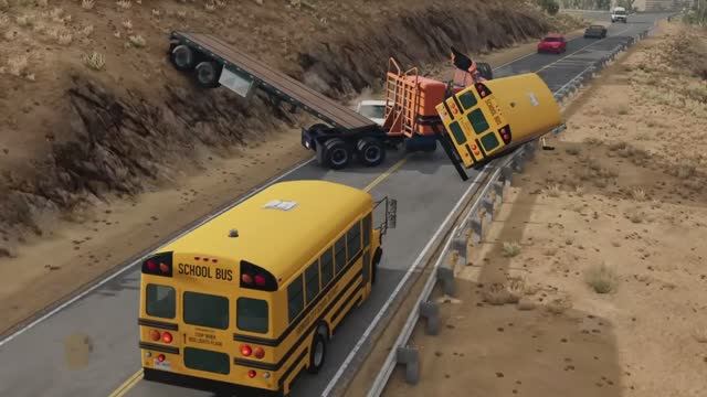 Аварии неуправляемых грузовиков BeamNG.drive