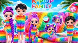 K-Pop Семья в Радужном самолёте! 10 поделок для кукол Хантрикс.