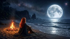 RELAX MUSIC 4K | Campfire, Ocean & Moonlit Night | Music for Sleep & Meditation