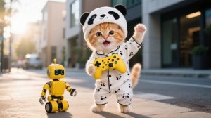 Мама-кошка награждает Джинджер роботом за хорошую работу на тесте 🏆🐾 # Смешные видео о кошках