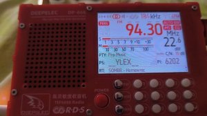 YleX (Finland) 94,3 MHz (sporadic, ~1738 km, 323°)
