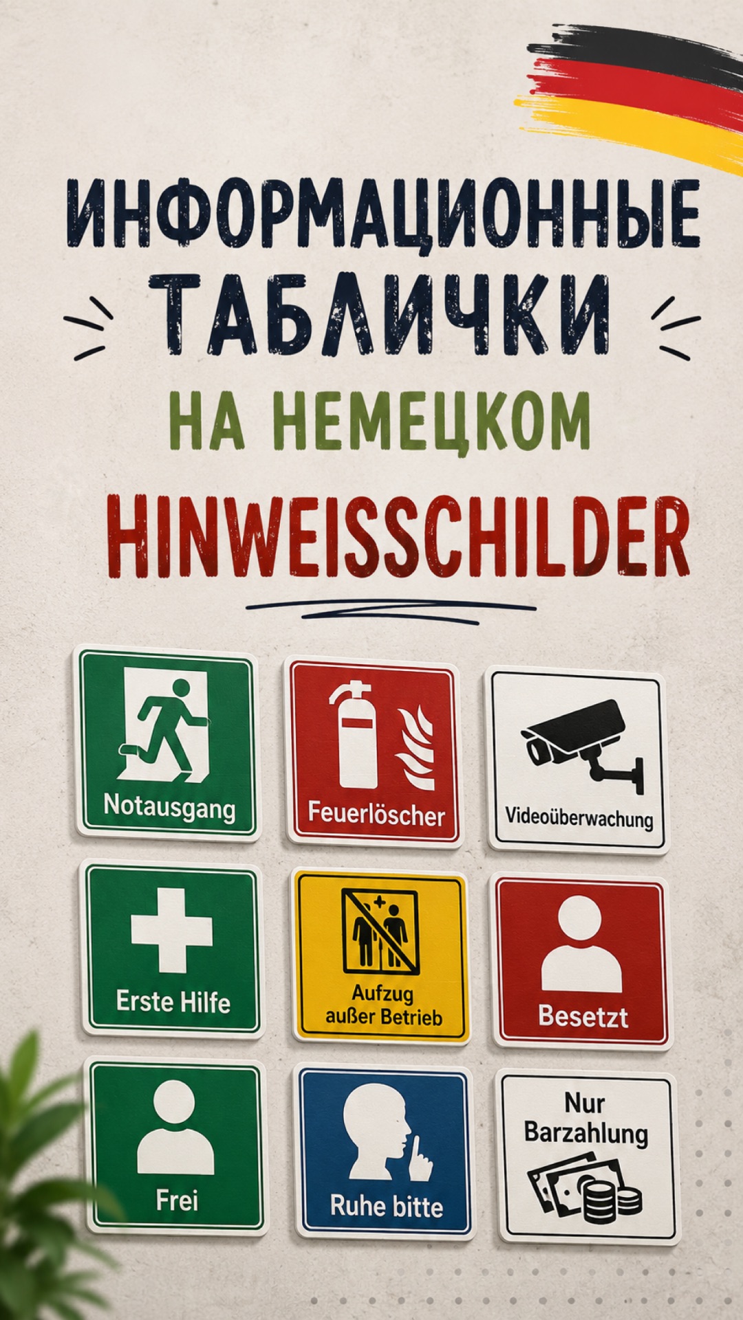 Информационные знаки на немецком | Hinweisschilder Auf Deutsch