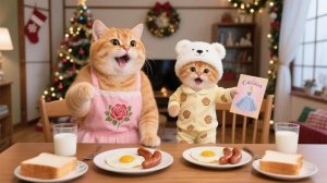 Рыжий котенок мечтает о сказках, мама-кошка готовит еду 🌟🐱🍽️ # Смешные видео о кошках