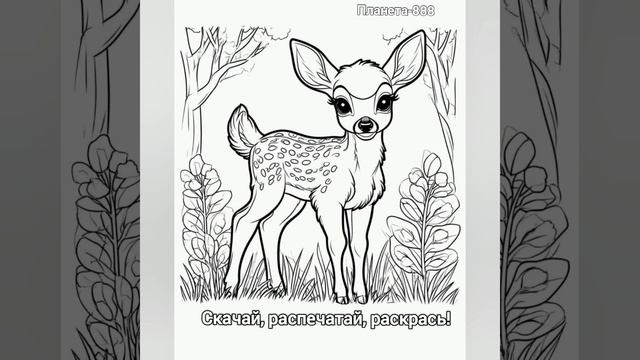 Раскраска. Оленёнок. Скачай, распечатай, раскрась..mp4