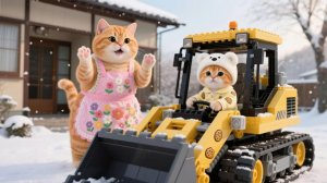 Рыжий котёнок собирает снегоочиститель LEGO, чем гордится мама-кошка ❄️🚜🐱 # Смешные видео о кошках