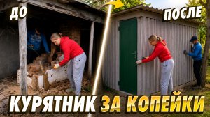 КУРЯТНИК ЗА КОПЕЙКИ! Разобрали старую печь и сделали с женой курятник из того что было!