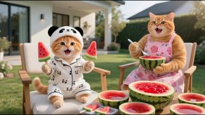 Мама-кошка наградила Джинджер мороженым после долгого дня на ферме 🍉🐱 # Смешные видео о кошках
