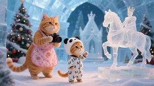 Джинджер впервые исследует ледяной замок вместе с мамой-кошкой ❄️🏰🐱 # Смешные видео о кошках
