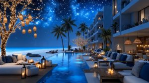 УСПОКАИВАЮЩАЯ МУЗЫКА У ОКЕАНА 🌌 НОЧНОЙ РЕЛАКС И ОТДЫХ У БАССЕЙНА