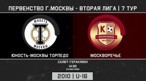 2010 | Ю.М. ТОРПЕДО - МОСКВОРЕЧЬЕ | 24.05.2026 | 7 ТУР | ВТОРАЯ ЛИГА