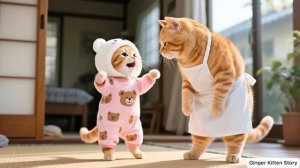 Рыжий котенок ждет подарка LEGO от папы-кота, мама-кошка ласково улыбается 🧱🎁🐱 # Смеш