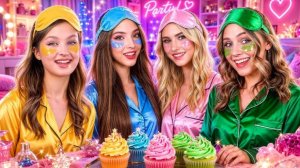 [Тим Тин] - Розовая vs Голубая vs Желтая vs Зеленая Вечеринка! Бьюти Рутина Девушек Тим Тин