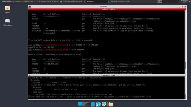 Metasploit Framework test SMTP port smtp_enum смотреть онлайн