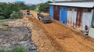 WOW!! New Road Excavator Clearing Brush Bulldozer Pouring Dirt and Many Truck Delivery - MACHINES TV