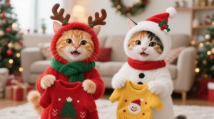 Перегрузка милотой! Котята учатся вязать у бабушки 🧶 Маленький Санта дарит тепло 🎅🐱