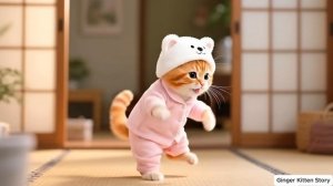 Рыжий котенок пытается сделать прическу дома, мама-кошка ласково улыбается 💇🐾💕 # Смеш
